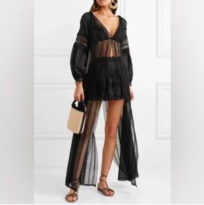 Charo Ruiz Black Mesh Long Swim Coverup